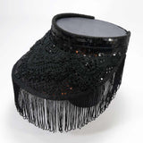 BLACK LACE TASSEL VISOR