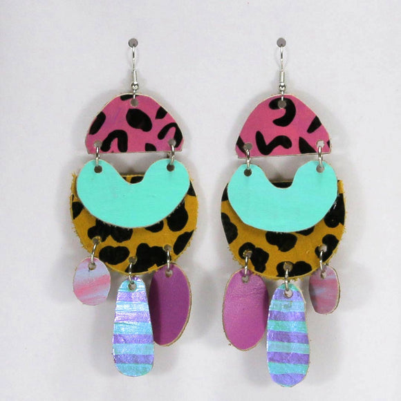 HAND PAINTED LEATHER EARRINGS