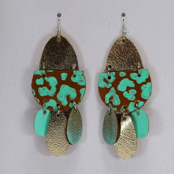 HAND PAINTED LEATHER EARRINGS