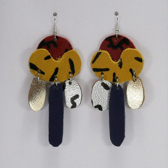 HAND PAINTED LEATHER EARRINGS