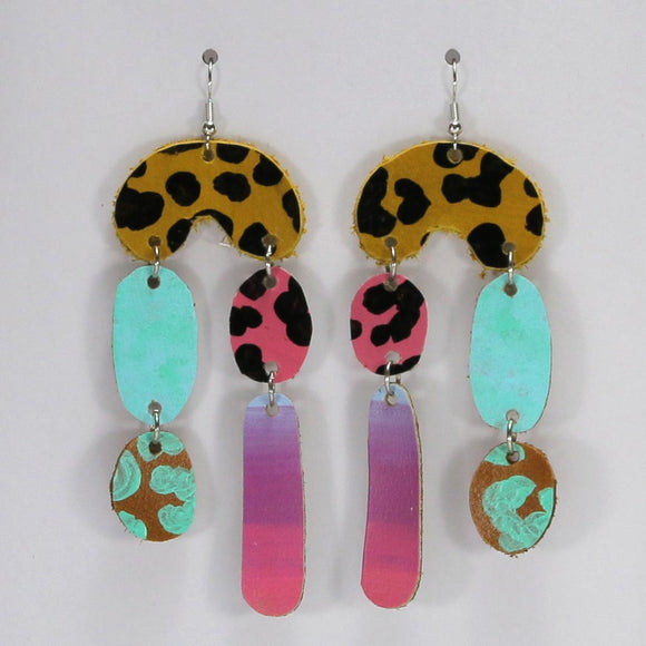 HAND PAINTED LEATHER EARRINGS