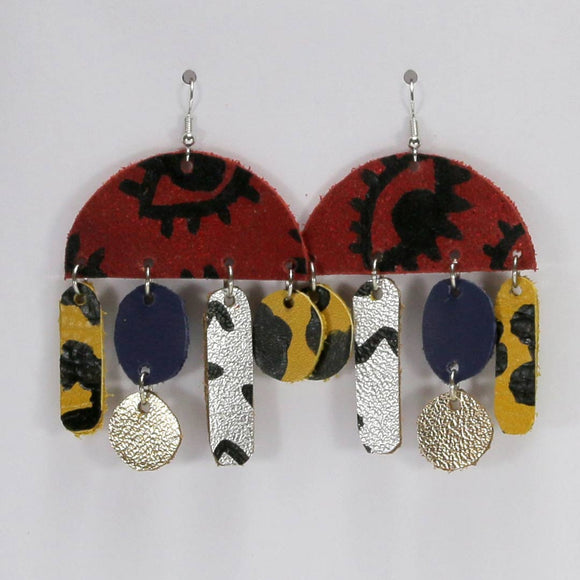 HAND PAINTED LEATHER EARRINGS